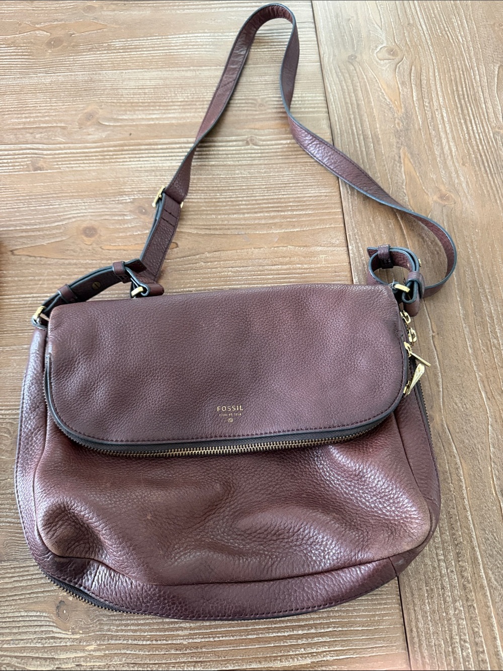 Fossil Burgundy Crossbody Leather Shoulder Bag